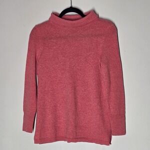 Talbots Cashmere Turtleneck Sweater Pink Minimalist M Petite FLAWED